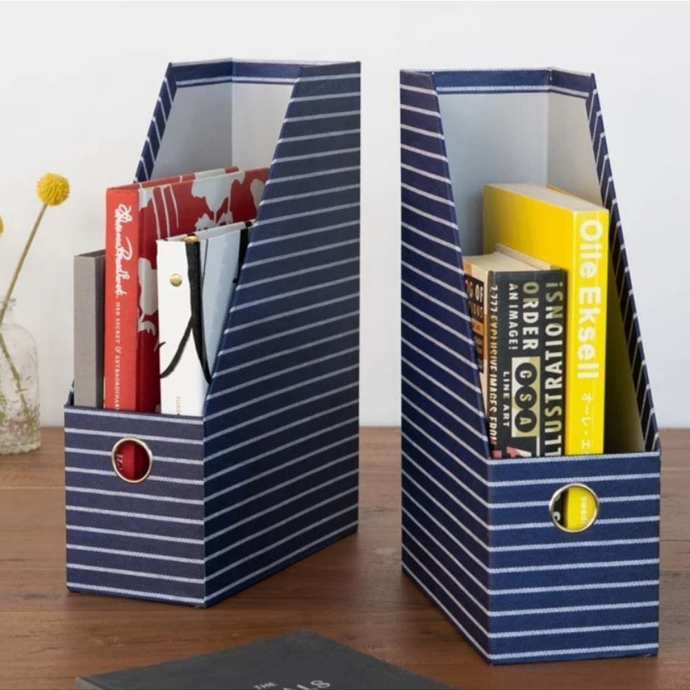 Gartner Studios 2PK Magazine File Folder- Navy/White Striped‎